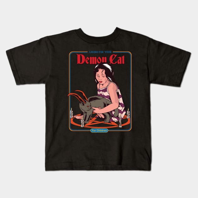 Caring for your Demon Cat - Vintage Parody Kids T-Shirt by uncommontee